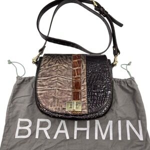 Brahmin Handbag Satchel Crossbody Bag Embossed Leather‎ Exotic Texture